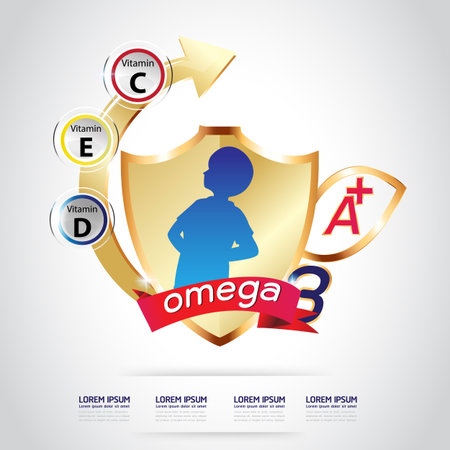 Kids Omega 3 Vitamin Calcium Vectorのイラスト素材