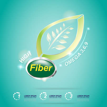 Fiber in Foods and Vitamin Vector Concept Labelのイラスト素材