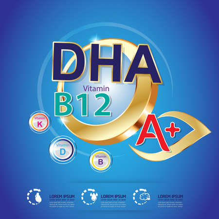 Kids Omega and vitamin Logo packaging Vectorのイラスト素材