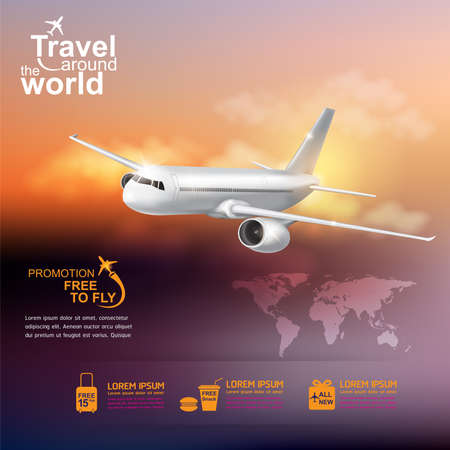 Airline Vector Concept Travel around the Worldのイラスト素材