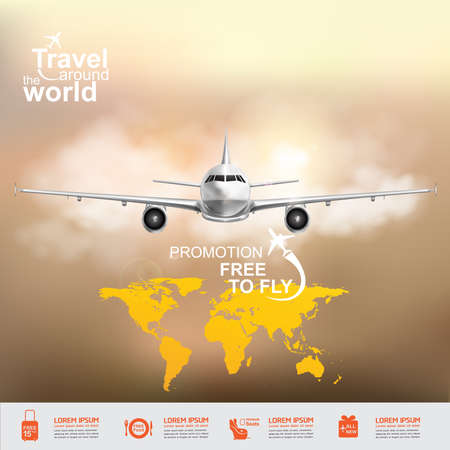 Airline Vector Concept Travel around the Worldのイラスト素材