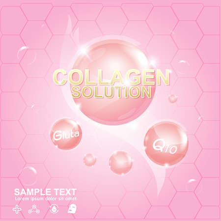 Collagen and Serum Skin Care Background Concept Cosmetic for Skin.のイラスト素材
