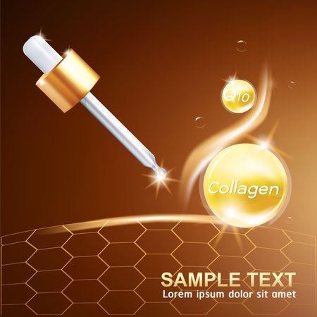 Collagen and Serum Skin Care Background Concept Cosmetic for Skin.のイラスト素材