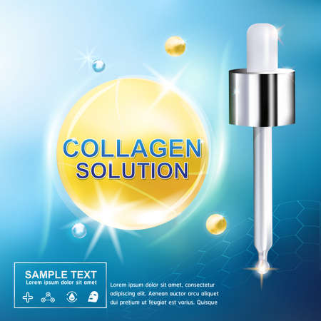 Collagen and Serum Skin Care Background Concept Cosmetic for Skin.のイラスト素材