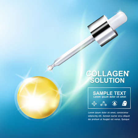 Collagen and Serum Skin Care Background Concept Cosmetic for Skin.のイラスト素材