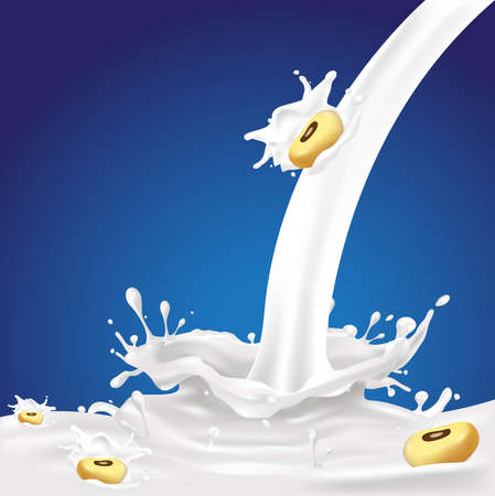 Milk, Yogurt Splashing Vector Conceptのイラスト素材
