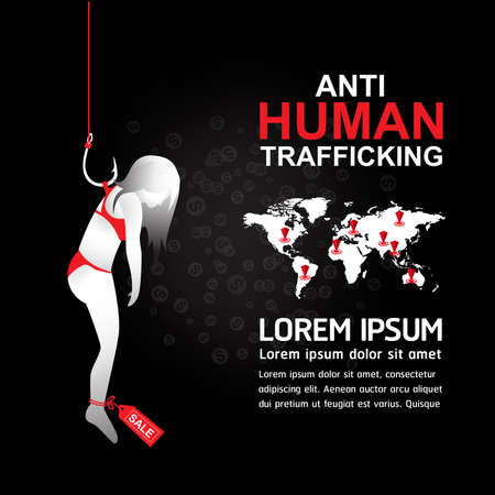 Stop Human Trafficking Vector Concept Human Sale.のイラスト素材