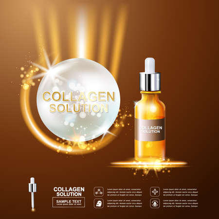 Collagen Serum and Vitamin Background Concept Skin Care Cosmetic.のイラスト素材