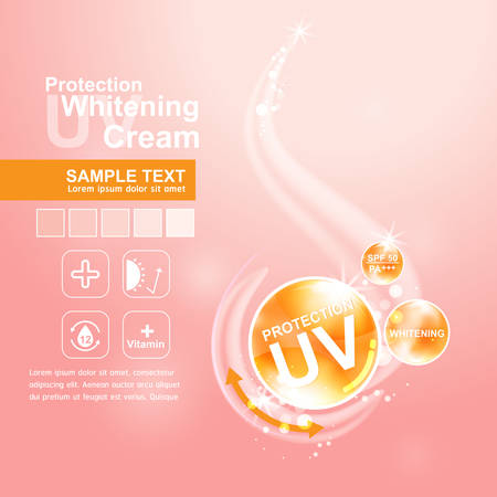 Protection UV and Whitening Cream Skin care conceptのイラスト素材