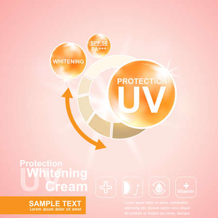 Protection UV and Whitening Cream Skin care conceptのイラスト素材