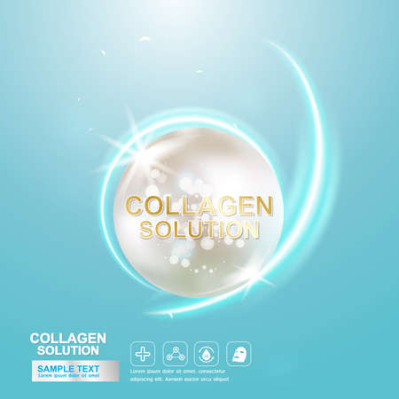 Collagen Serum and Vitamin Background Concept Skin Care Cosmetic.のイラスト素材