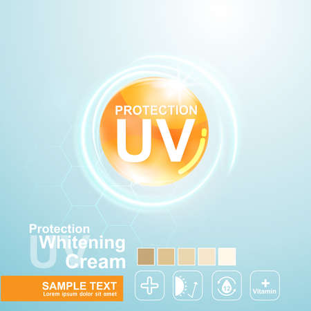Protection UV and Whitening Cream Skin care conceptのイラスト素材