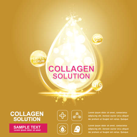 Collagen Serum and Vitamin Background Concept Skin Care Cosmetic.のイラスト素材