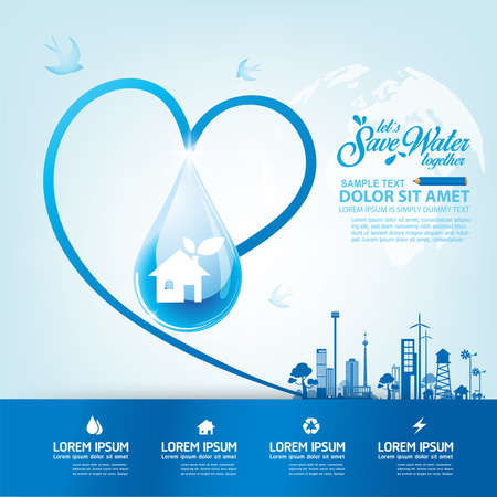 Save Water Vector Concept Save Life.のイラスト素材