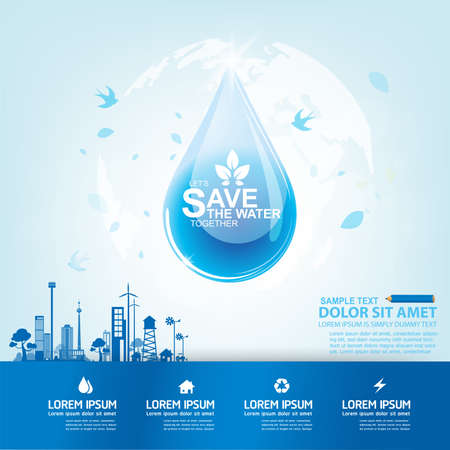 Save Water Vector Concept Save Life.のイラスト素材