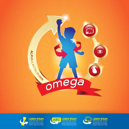 Kids Omega Calcium and Vitamin - Concept  Gold Kidsのイラスト素材