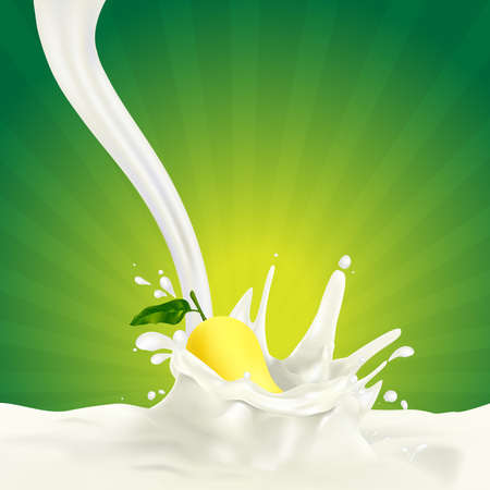 Milk, soy yogurt splashing vector conceptのイラスト素材