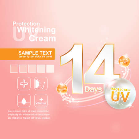 Protection UV and Whitening Cream Skin care conceptのイラスト素材