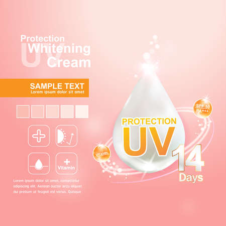 Protection UV and Whitening Cream Skin care conceptのイラスト素材