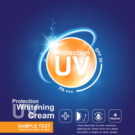 Protection UV and Whitening Cream Skin care conceptのイラスト素材