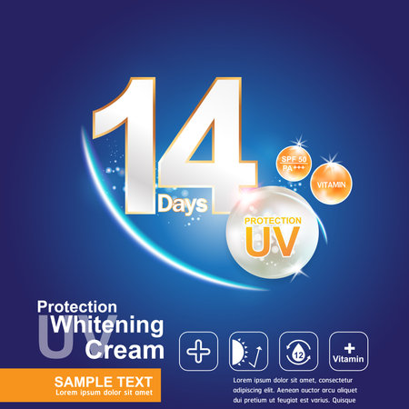 Protection UV and Whitening Cream Skin care conceptのイラスト素材
