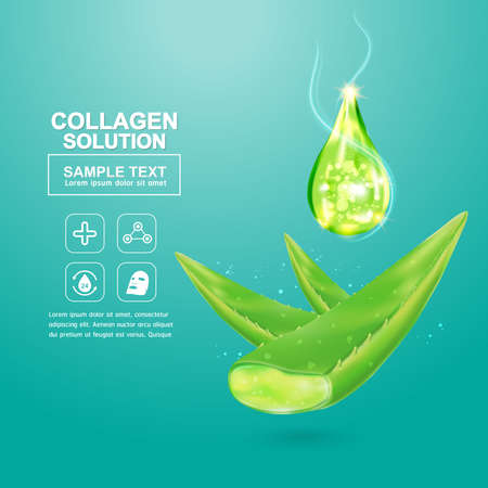 Collagen Serum Aloe Vera and Vitamin Backgroundのイラスト素材