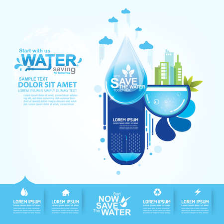 Save Water Vector Concept Savingのイラスト素材