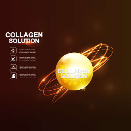 Collagen and Serum Skin Care Background Concept Cosmetic for Skin.のイラスト素材