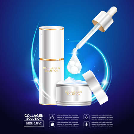 Collagen and Serum Skin Care Background Concept Cosmetic for Skin.のイラスト素材