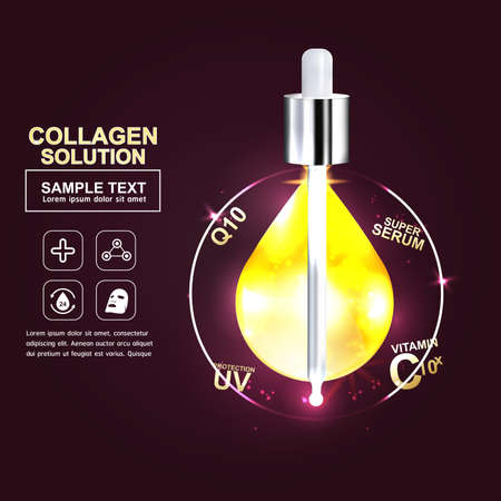 Collagen and Serum Skin Care Background Concept Cosmetic for Skin.のイラスト素材
