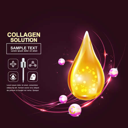 Collagen and Serum Skin Care Background Concept Cosmetic for Skin.のイラスト素材