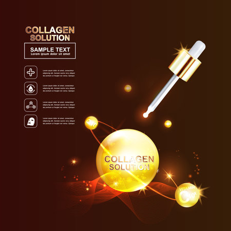 Collagen and Serum Skin Care Background Concept Cosmetic for Skin.のイラスト素材