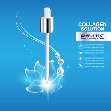 Collagen and Serum Skin Care Background Concept Cosmetic for Skin.のイラスト素材