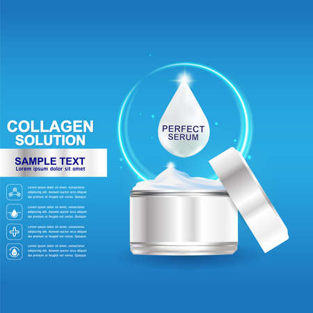 Collagen and Serum Skin Care Background Concept Cosmetic for Skin.のイラスト素材