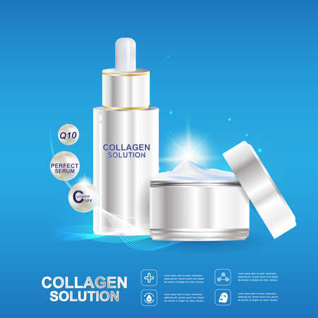 Collagen and Serum Skin Care Background Concept Cosmetic for Skin.のイラスト素材
