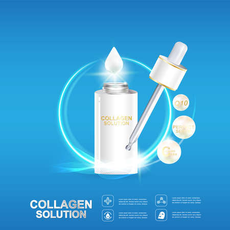 Collagen and Serum Skin Care Background Concept Cosmetic for Skin.のイラスト素材