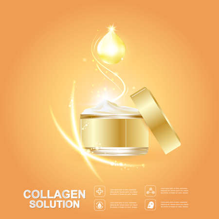Collagen and Serum Skin Care Background Concept Cosmetic for Skin.のイラスト素材