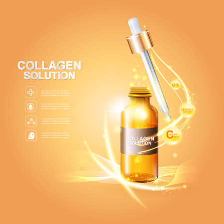 Collagen and Serum Skin Care Background Concept Cosmetic for Skin.のイラスト素材