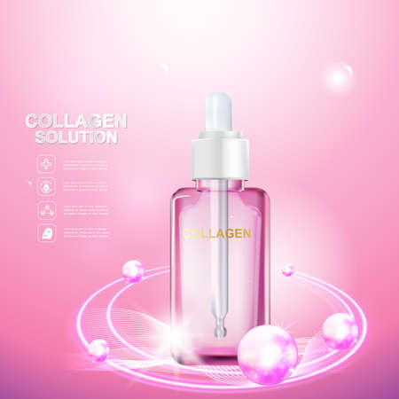 Collagen Serum and Vitamin Beauty Concept Skin Care Cosmetic.のイラスト素材