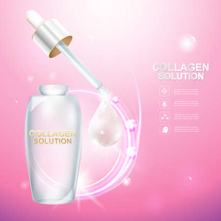 Collagen Serum and Vitamin Beauty Concept Skin Care Cosmetic.のイラスト素材