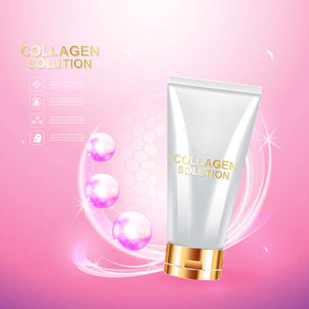 Collagen Serum and Vitamin Beauty Concept Skin Care Cosmetic.のイラスト素材