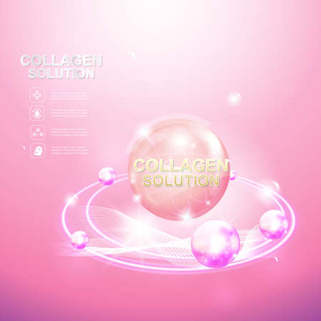 Collagen Serum and Vitamin Beauty Concept Skin Care Cosmetic.のイラスト素材