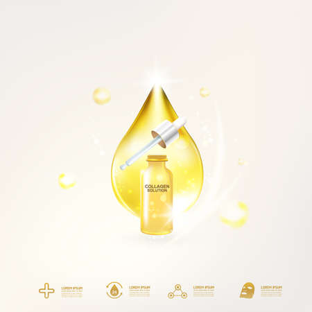 Collagen Serum and Vitamin Beauty Concept Skin Care Cosmetic.のイラスト素材