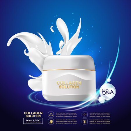 Collagen Serum and Vitamin Beauty Concept Skin Care Cosmetic.のイラスト素材