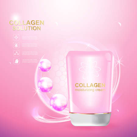 Collagen Serum and Vitamin Beauty Concept Skin Care Cosmetic.のイラスト素材