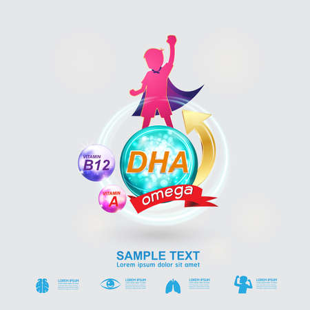 Kids Omega Calcium and Vitaminのイラスト素材