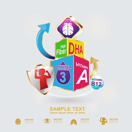 Kids Omega Calcium and Vitaminのイラスト素材