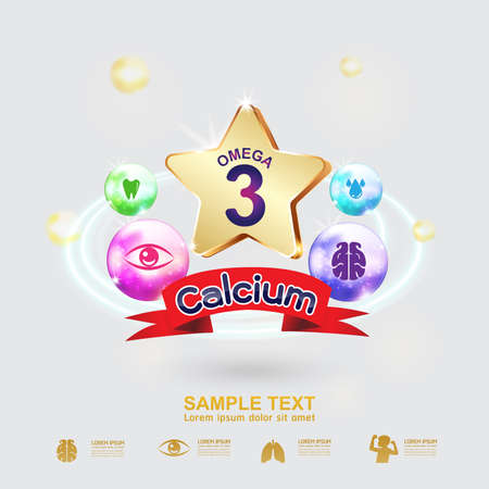 Kids Omega Calcium and Vitaminのイラスト素材