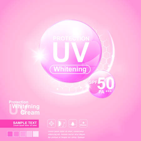 Protection UV and Whitening Cream Skin care conceptのイラスト素材