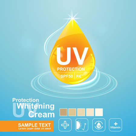 Protection UV and Whitening Cream Skin care conceptのイラスト素材
